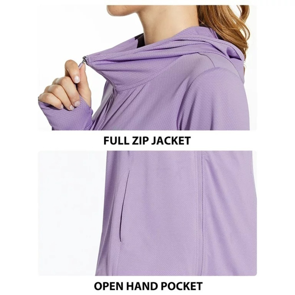 Long Sleeve Sun Protection Shirts Quick Dry UPF SPF 50+ Hooded Jackets Cooling - Picture 4 of 7